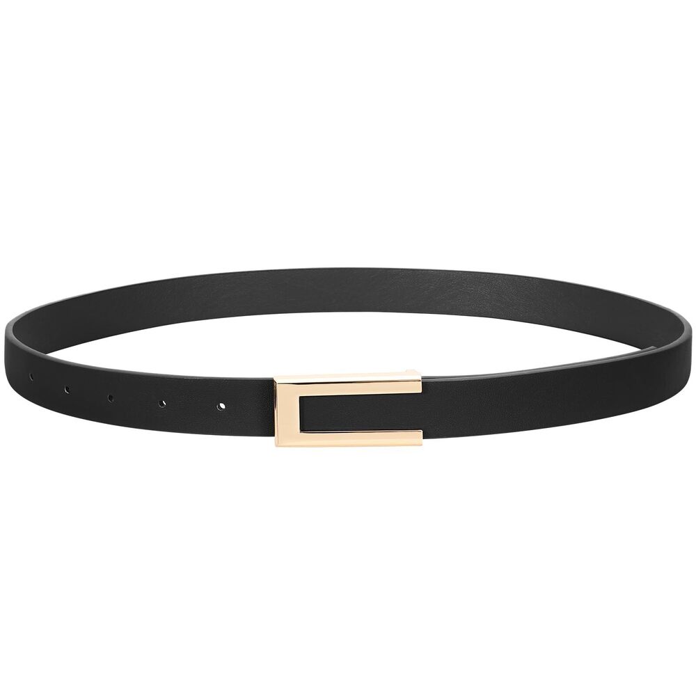 7839 Women Skinny Leather Belts For Dress Jeans Belt With Gold